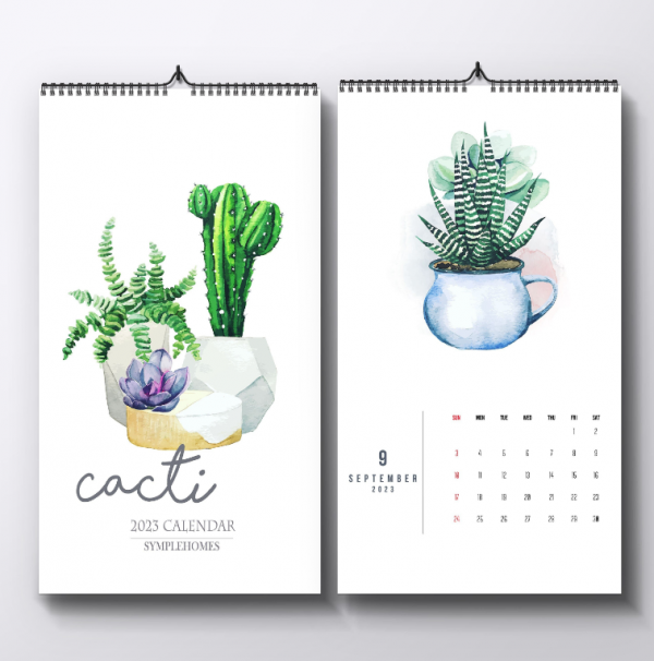 Kalender dinding berukuran besar dengan gambar alam